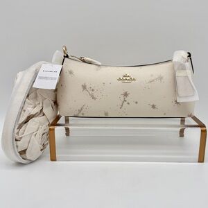 Coach Charlotte Shoulder Bag With Star Print Chalk Gold